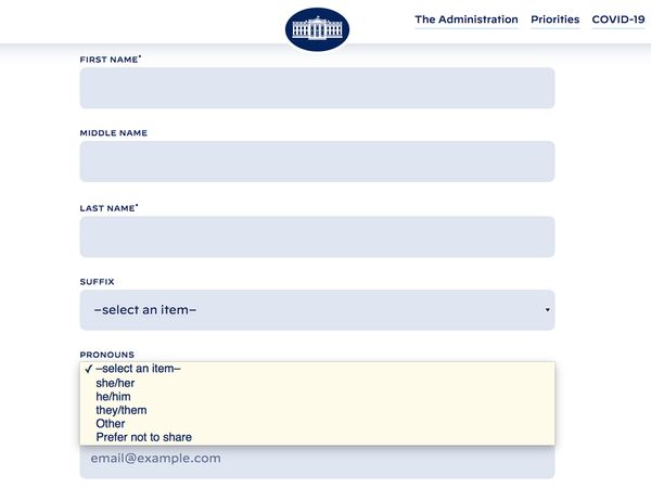 White House Website Now More Inclusive Thanks to Pronoun Options